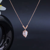 Rose Gold Plated 925 Sterling Silver Leaf Pendant with Chain